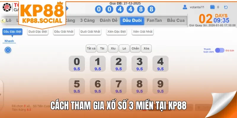 Cách tham gia xổ số 3 miền tại KP88