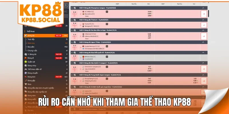 Rủi ro cần nhớ khi tham gia thể thao KP88